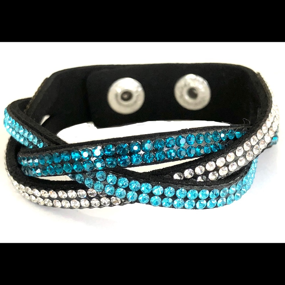 Teal Rhinestone Wrap Bracelets - Picture 3 of 4